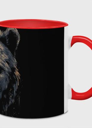 Чашка с принтом  «крупный медведь» (цвет чашки на выбор)