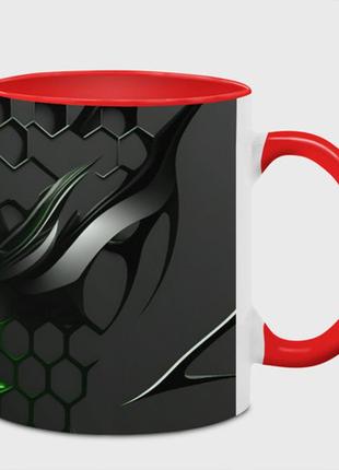 Чашка з принтом «чорні плити та зелена сітка» (колір чашки на вибір)