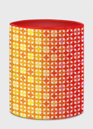 Чашка з принтом  «червоно жовтий градієнт із геометричним візерунком» (колір чашки на вибір)4 фото
