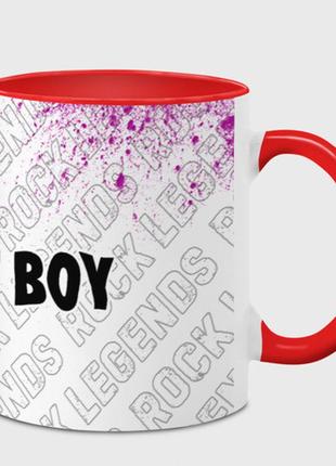 Чашка с принтом  «fall out boy rock legends: надпись и символ» (цвет чашки на выбор)