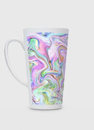 Чашка з принтом  лате «абстрактні рожеві хвилі»