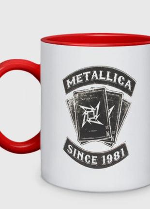 Чашка с принтом двухцветная «metallica» (цвет чашки на выбор)