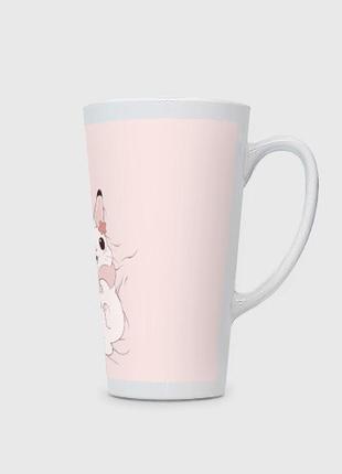 Чашка с принтом латте «милый кролик на розовом»3 фото