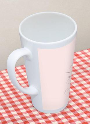 Чашка с принтом латте «милый кролик на розовом»5 фото