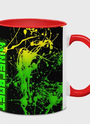 Чашка с принтом  «minecraft - неоновые логотипы» (цвет чашки на выбор)