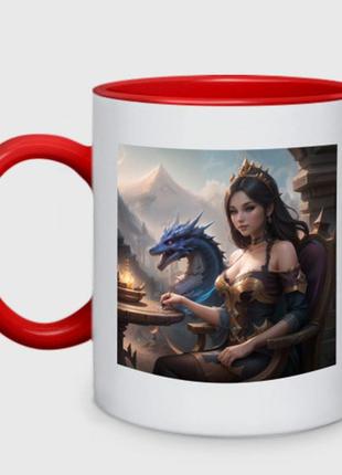 Чашка з принтом  двоколірний «принцеса драконів» (колір чашки на вибір)