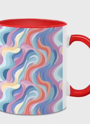 Чашка з принтом «абстрактні хвилі пастельні кольори» (колір чашки на вибір)