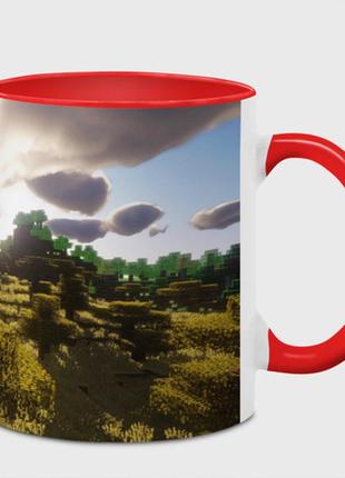 Чашка з принтом «minecraft природа» (колір чашки на вибір)