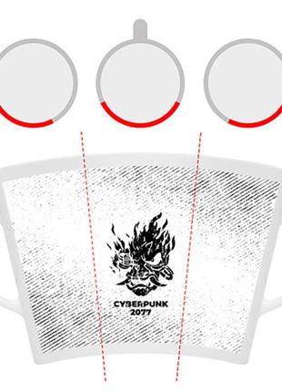 Чашка латте cyberpunk 2077 с потертостями на светлом фоне