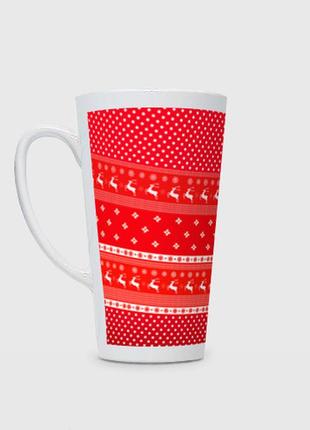 Чашка с принтом латте «праздничный красный свитер»