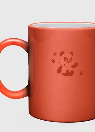 Чашка с принтом хамелеон «мультяшный мишка панда» (цвет чашки на выбор)3 фото