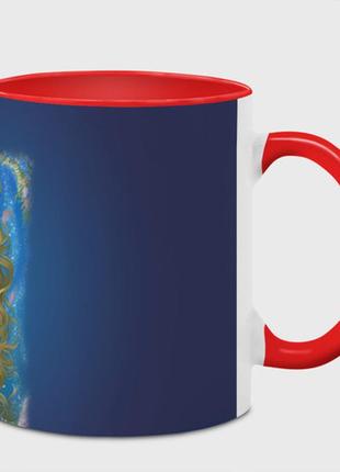 Чашка з принтом  «фентезі жінка русалка з квітами» (колір чашки на вибір)