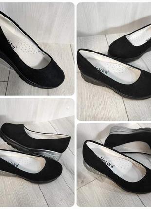 Школьные балетки в черной замше на девочку