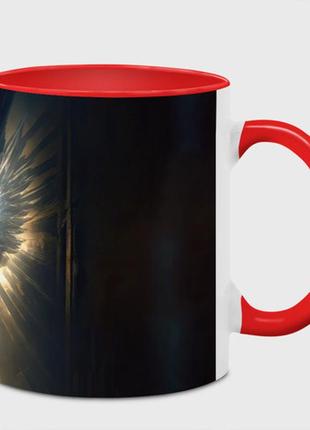 Чашка с принтом  «парящий мужчина ангел» (цвет чашки на выбор)