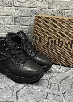 Зимові чоловічі чорні шкіряні черевики clubshoes