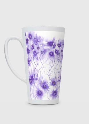 Чашка с принтом латте «иноземные цветы»