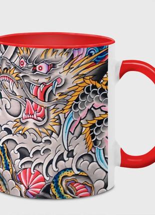 Чашка с принтом  «иредзуми: дракон и лис» (цвет чашки на выбор)1 фото