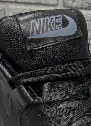 Кожаные зимние мужские кроссовки черного цвета5 фото