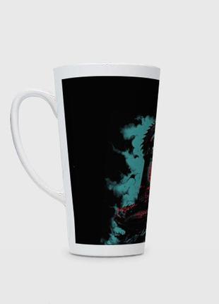 Чашка с принтом латте «красный дракон в синем облаке»
