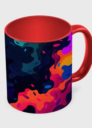 Чашка с принтом  «яркие кислотная разноцветные пятна в  виде  камуфляжа» (цвет чашки на3 фото