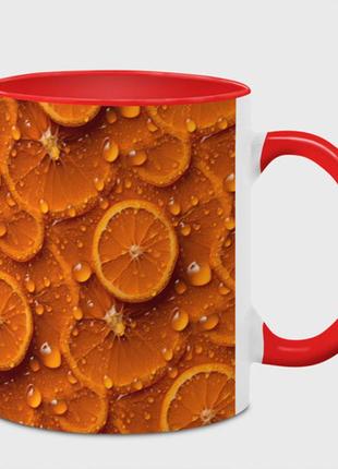 Чашка з принтом «сочна текстура з дощок апельсина» (колір чашки на вибір)