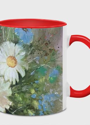Чашка с принтом  «цветы ромашки» (цвет чашки на выбор)1 фото