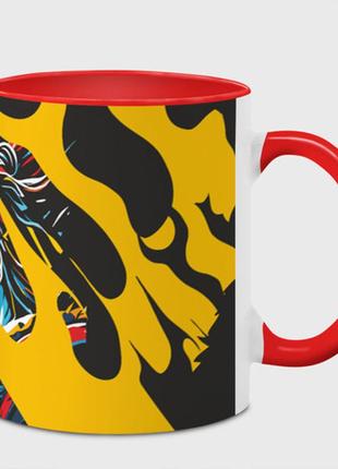 Чашка с принтом  «портрет мужественного викинга» (цвет чашки на выбор)