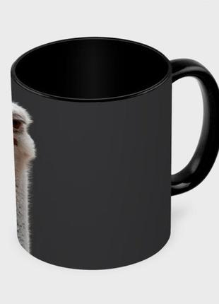 Чашка с принтом  «голова страуса» (цвет чашки на выбор)3 фото
