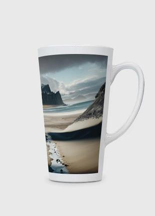 Чашка с принтом латте «дорога на черный пляж исландии»3 фото