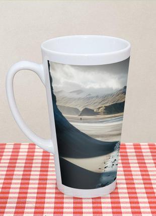 Чашка с принтом латте «дорога на черный пляж исландии»4 фото