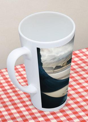 Чашка с принтом латте «дорога на черный пляж исландии»5 фото