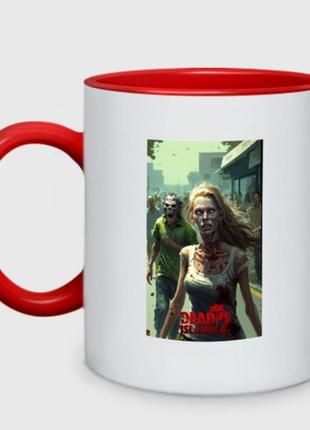 Чашка с принтом двухцветная «девушка зомби» (цвет чашки на выбор)