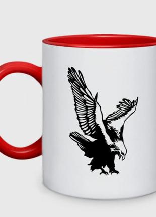 Чашка с принтом двухцветная «орлиный размах крыльев» (цвет чашки на выбор)1 фото