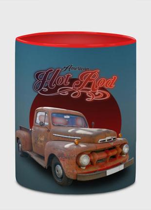 Чашка з принтом «американська пікап 50-х років у rat-стилі» (колір чашки на вибір)4 фото