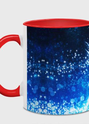Чашка с принтом  «новогодний олень» (цвет чашки на выбор)2 фото