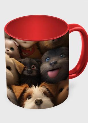 Чашка с принтом  «милые маленькие щенята» (цвет чашки на выбор)3 фото