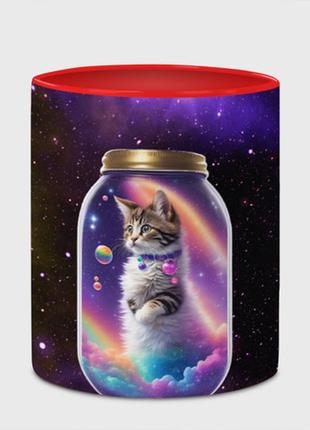 Чашка с принтом  «котик в звездном небе» (цвет чашки на выбор)4 фото