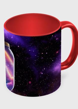 Чашка с принтом  «котик в звездном небе» (цвет чашки на выбор)3 фото