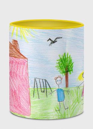 Чашка с принтом  «детские рисунки» (цвет чашки на выбор)4 фото