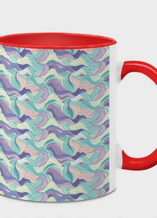 Чашка з принтом «абстрактні фіолетові та блакитні хвилі» (колір чашки на вибір)