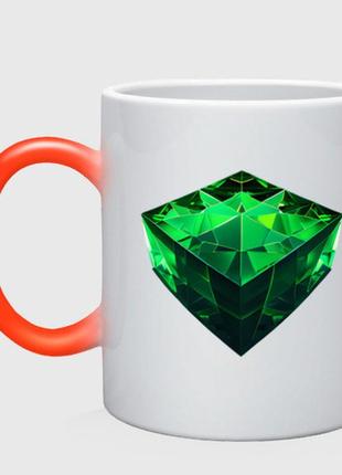 Чашка с принтом хамелеон «куб из зелёного кристалла» (цвет чашки на выбор)