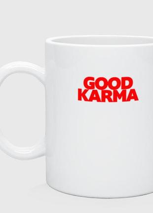 Чашка с принтом керамическая «good karma»