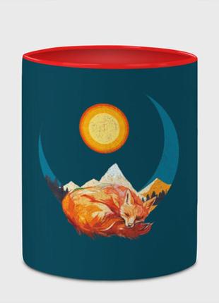 Чашка с принтом  «лиса под солнцем» (цвет чашки на выбор)4 фото