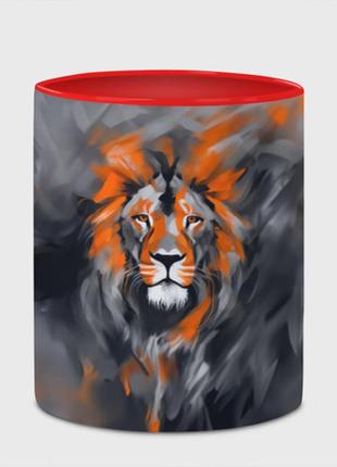 Чашка с принтом  «огненная голова льва» (цвет чашки на выбор)4 фото