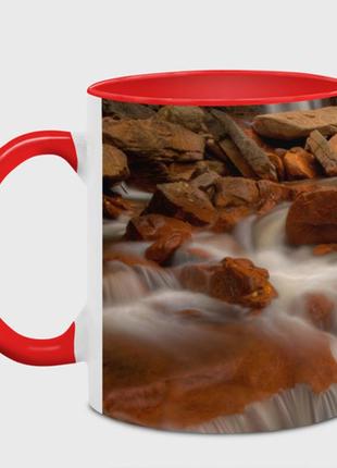 Чашка з принтом «оранжеві камені та водоспад» (колір чашки на вибір)2 фото