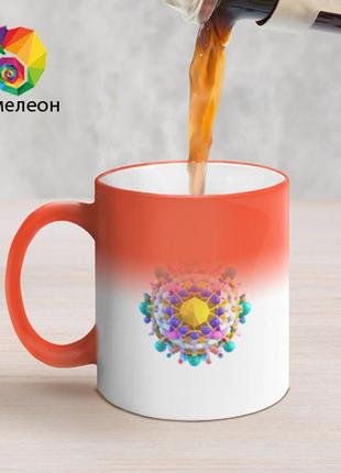 Чашка з принтом  хамелеон «молекула вірусу» (колір чашки на вибір)5 фото