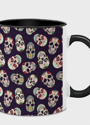 Чашка з принтом «візерунок із черепами pattern with skulls» (колір чашки на вибір)