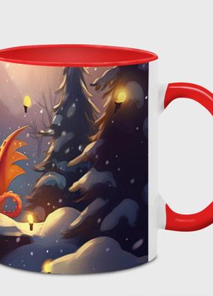 Чашка с принтом  «дракон чудо-хранитель праздника» (цвет чашки на выбор)