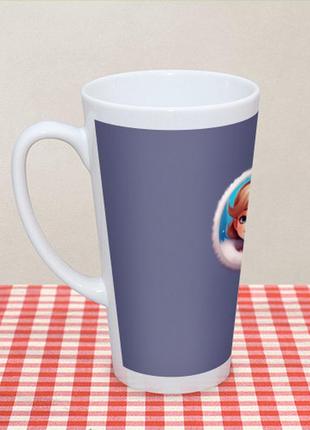 Чашка с принтом латте «маленькая нарисованная девочка»4 фото