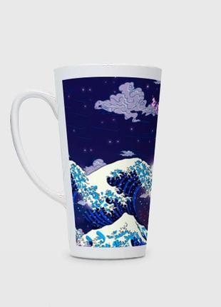 Чашка з принтом  «нічна гігантська хвиля в канагаві»